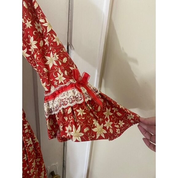 Hand Made Women's Victorian Era Floral Half Sleeve Reenactments Cosplay Dress M - Picture 3 of 15